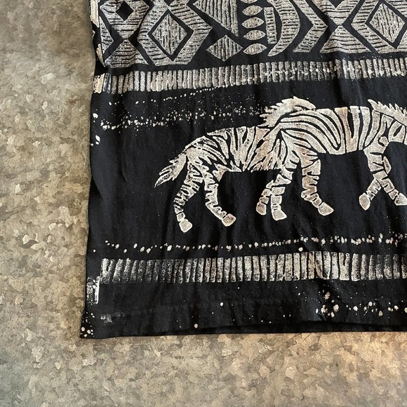 Vintage Zebra All Over Print Shirt Mens Large One Size EZL Tribal AOP USA Black - Picture 5 of 12